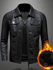PU Biker Jacket Men's Zip Up Faux Leather Spring Fall