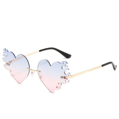 Heart Flame Sunglasses Women Rimless Party Glasses