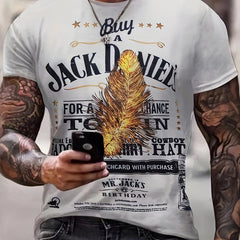 Men's Feather Pattern Sports T shirt Casual Stretch Tee Shirt