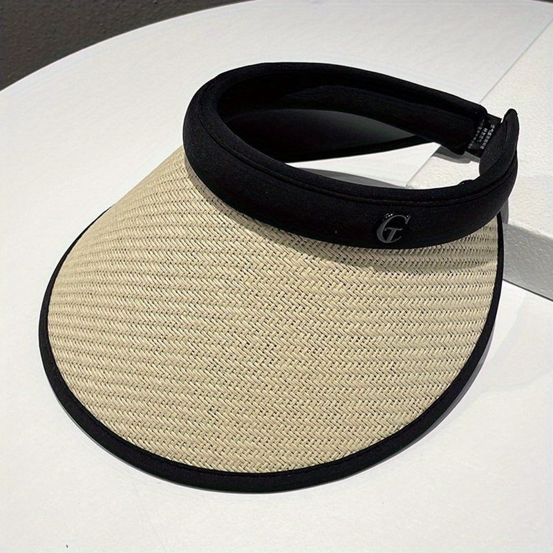 Breathable Sunscreen Ponytail Straw Hats UV Protection Sun Hat For Women