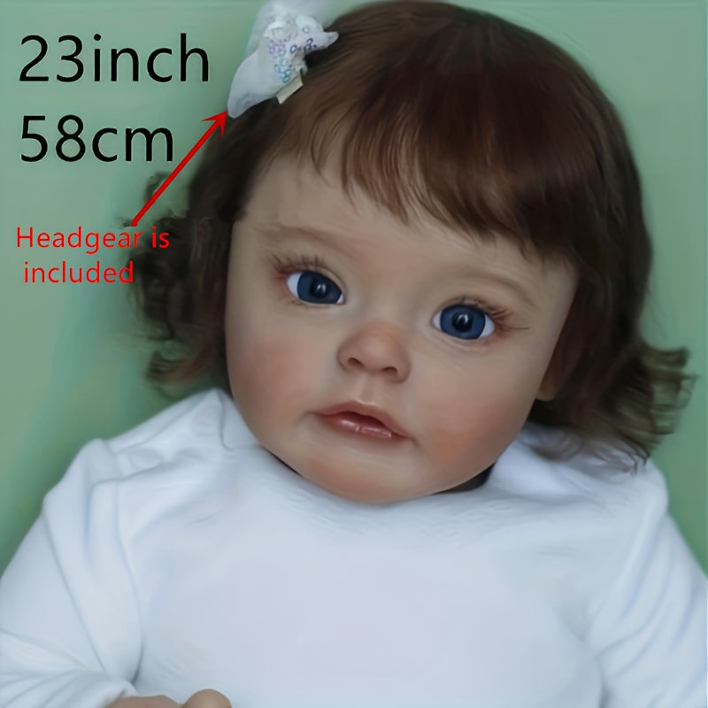 23 Inch Hair Transplant Reborn Doll Soft Silicone Washable Hairpin
