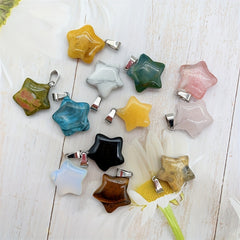 Natural Crystal Star Pendant Healing Gemstone Men