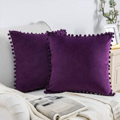 Soft Velvet Ball Tassel Shaggy Pillow Case for Home Decor