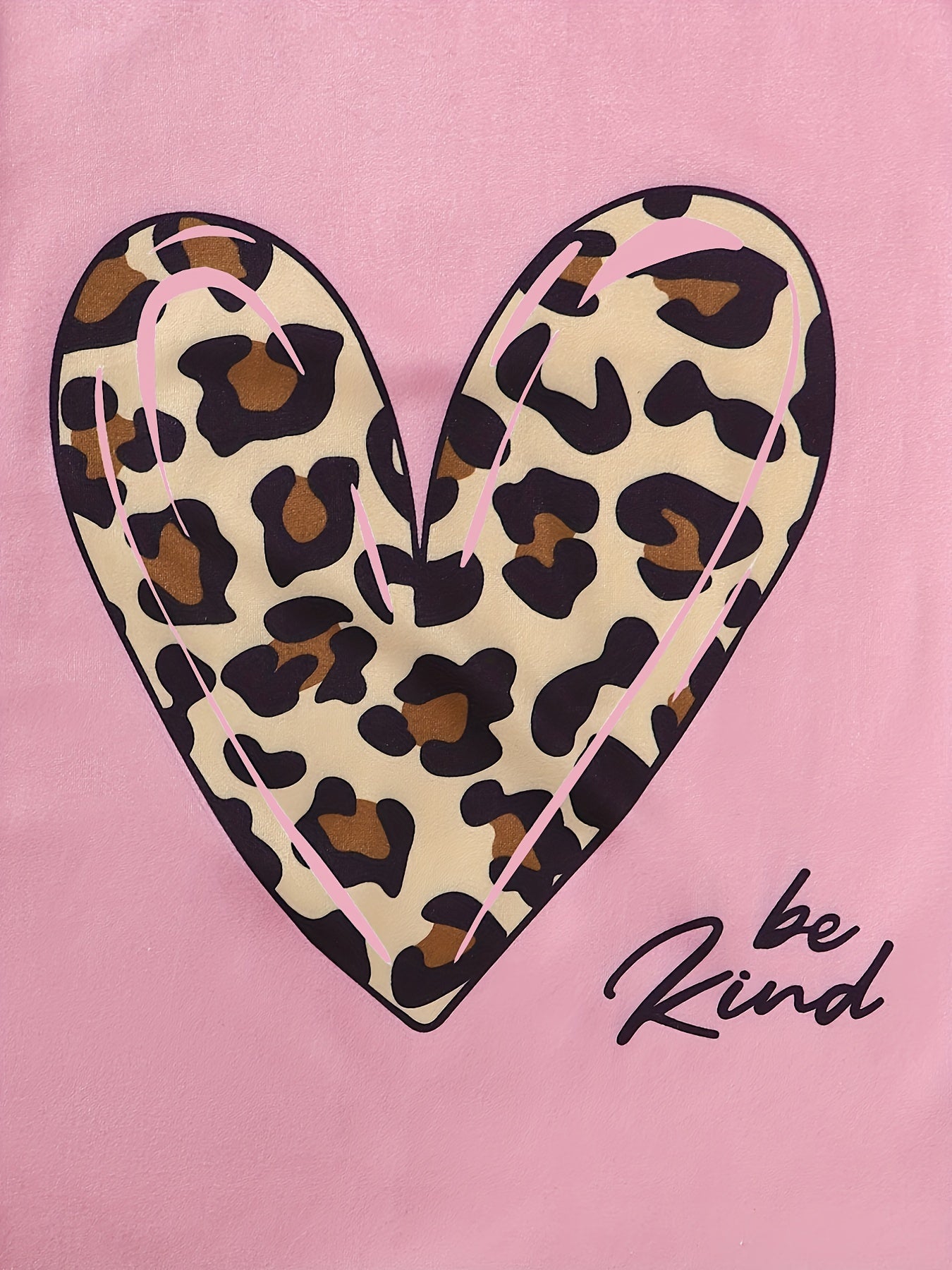 Girls Leopard Heart Graphic Tee & Shorts Loungewear Set