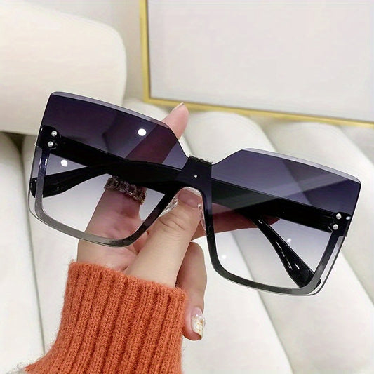 Women's Semi Rimless Oversized Sunglasses UV400 Gradient Shades with Case