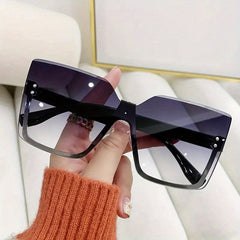 Women's Semi Rimless Oversized Sunglasses UV400 Gradient Shades with Case