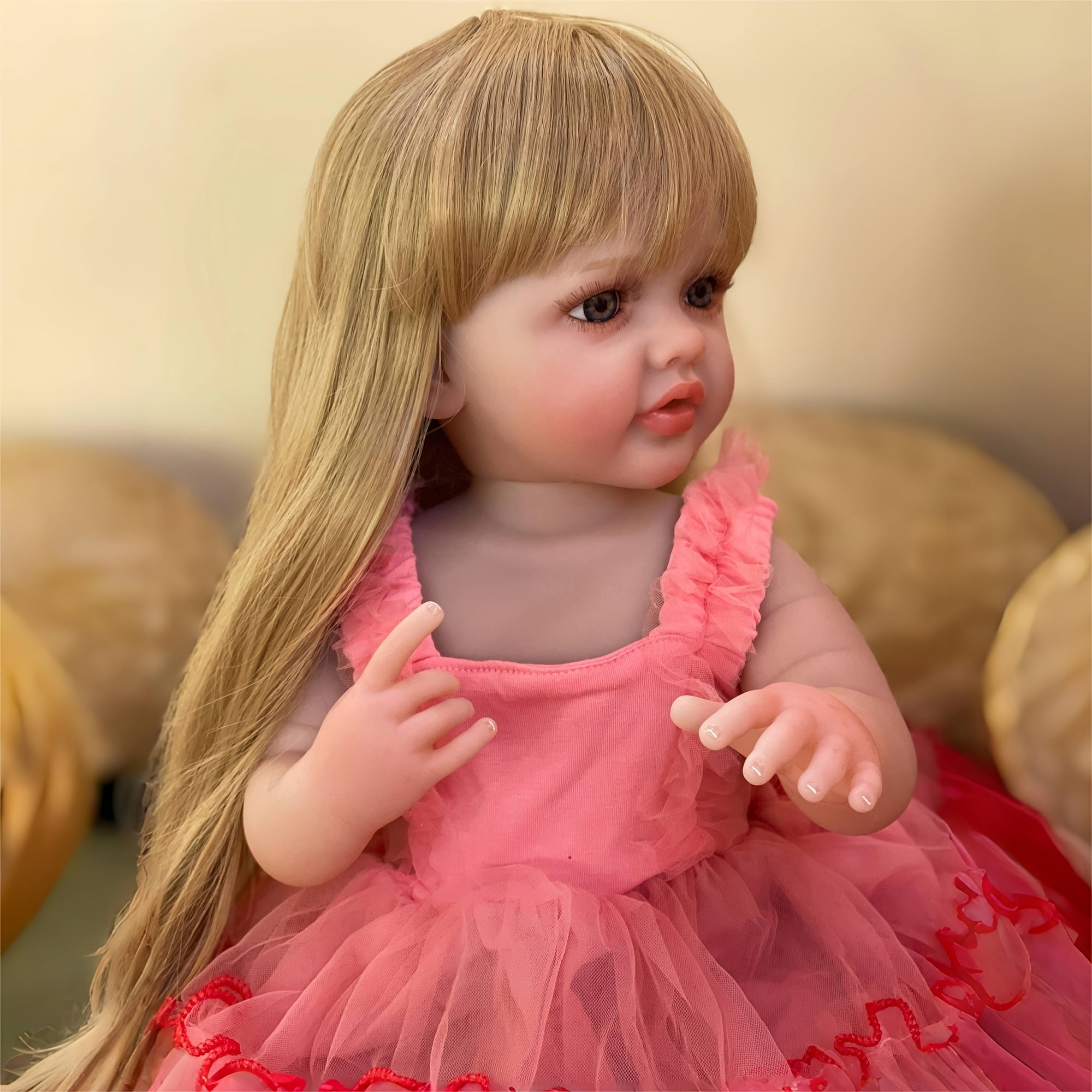Realistic 55 Lifelike Youngsters Girl Reborn Doll with Dress & Accessories