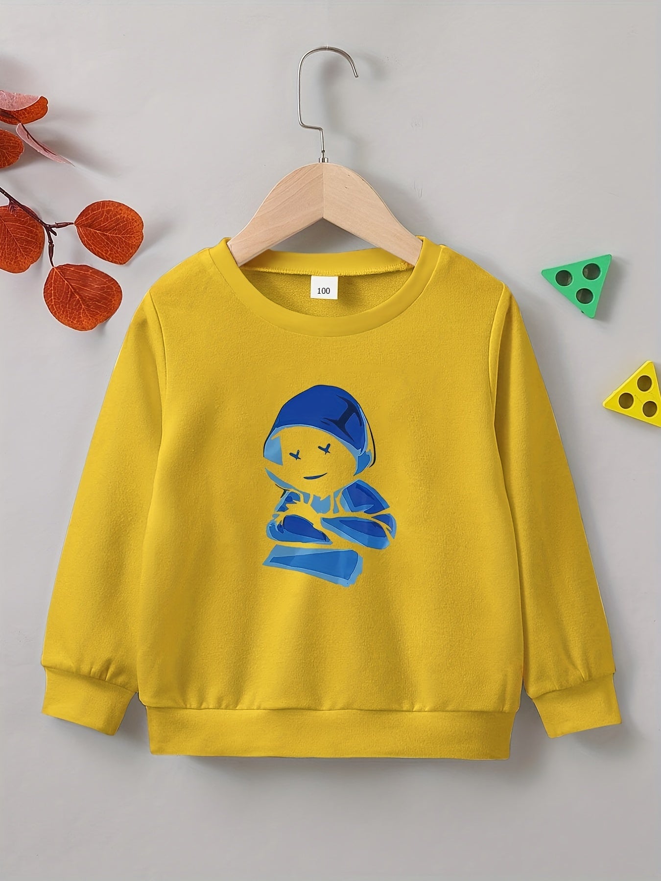 Cartoon Boy Print Boys Casual Pullover Sweatshirt