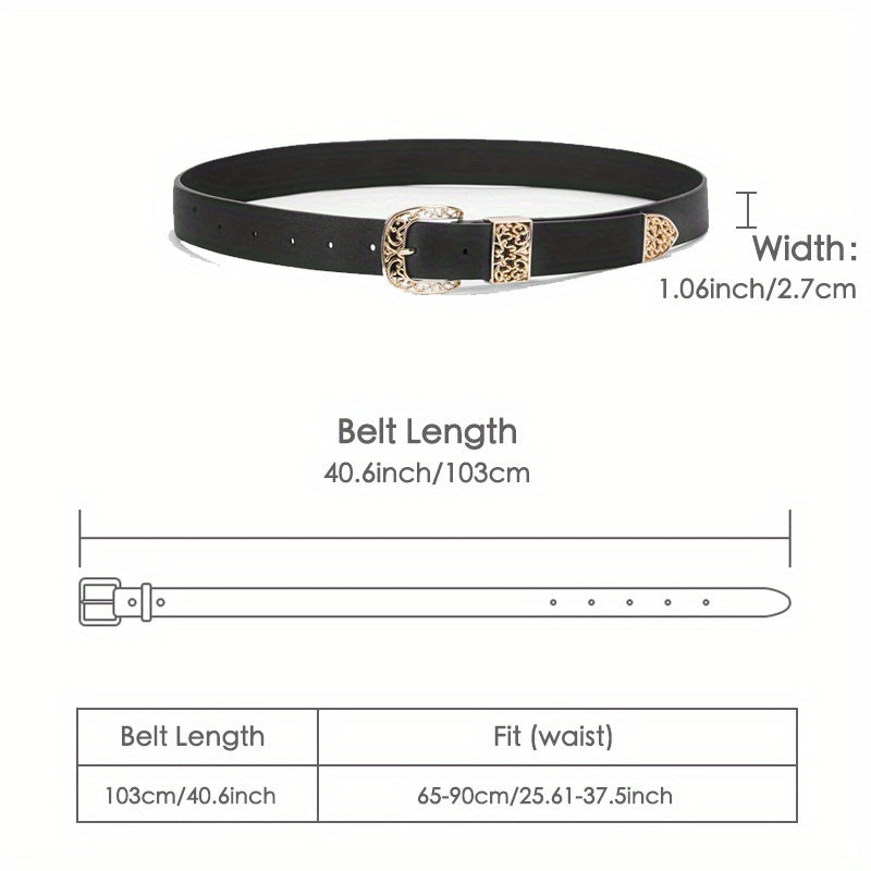 Hollow Buckle Belt PU Leather Casual Waistband Women Jeans Pants Dress Belts