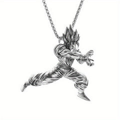 Yellow Hair Kung Fu Man Pendant Necklace For Men Kids Anime Exhibition
