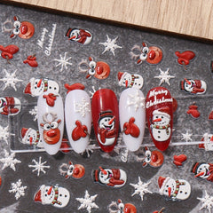 3pcs Christmas Cartoon Nail Stickers Santa Claus Snowflake Decoration Tools