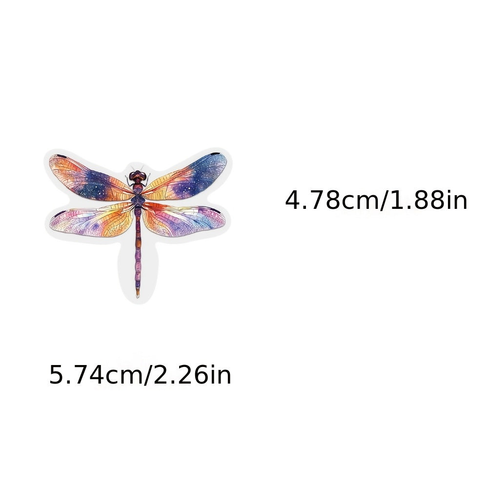 50pcs Insects & Dragonflies Waterproof PET Stickers Art Decals for DIY