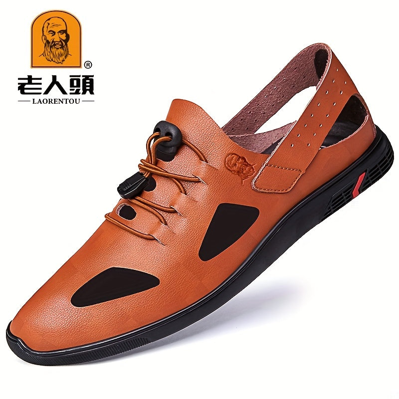 LAORENTOU Leather Hollow Out Sandals