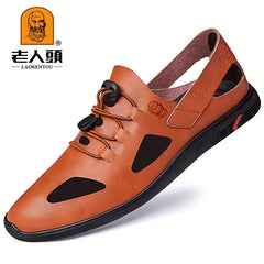 LAORENTOU Leather Hollow Out Sandals