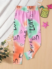 Girl's Tie dyed Graffiti Print Ankle Pants