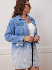  Ombre Ripped Denim Jacket