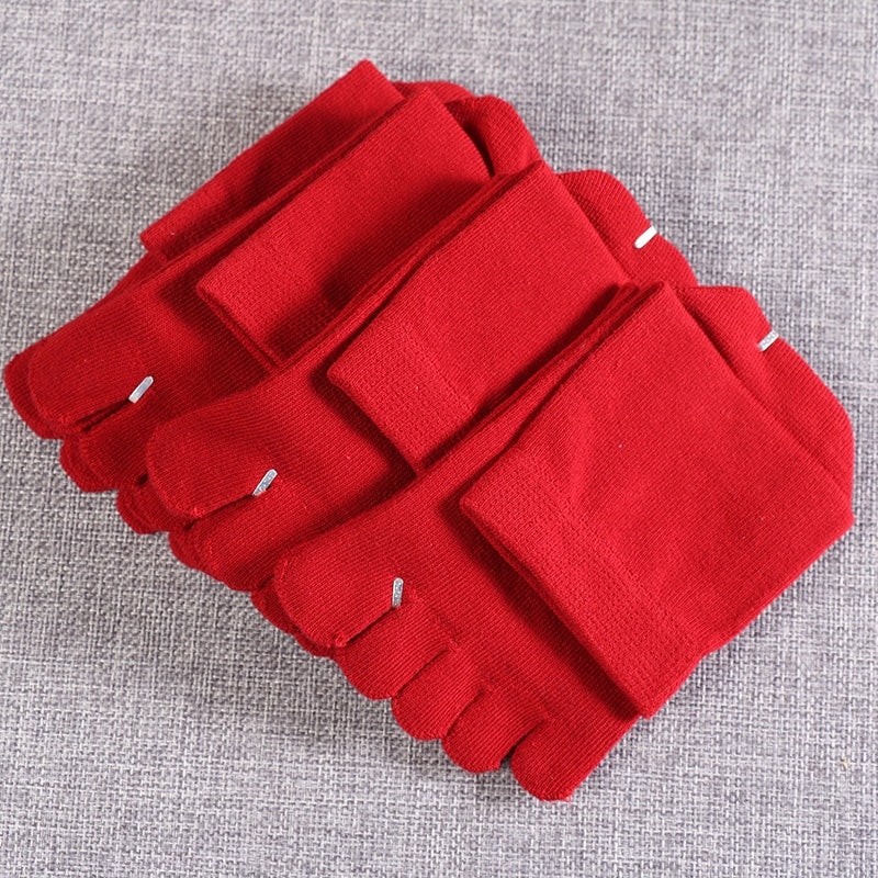 Red Five Toes Split Socks Unisex Low Cut Non Slip Crew Socks