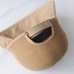 Wide Brim Ponytail Sun Hat UV Protection Bucket Hat for Women
