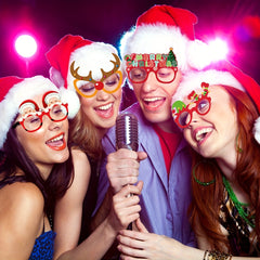 12 Pack Christmas Party Glasses Paper Props Festive Holiday Themed Eyewear