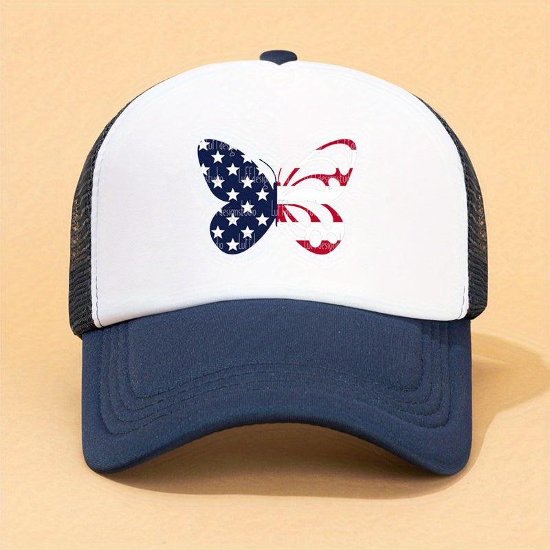 Flag Butterfly Baseball Cap Mesh Trucker Dad Hats Sun Hats Patriotic Cap