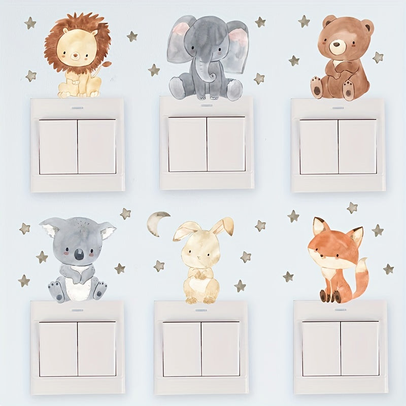 6pcs Animal Wall Stickers for Room Decoration Vinyl Decals DIY Murals