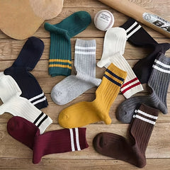 10 Pairs Striped Crew Socks Comfortable & Breathable Women's Mid Tube Stockings