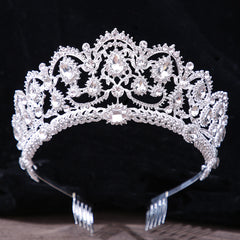 Emerald Crystal Crown With Comb Bridal Wedding Headband For Brides
