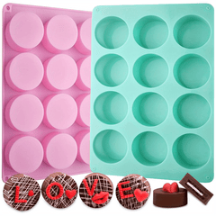 2Pcs Round Chocolate Cookie Resin Molds 12 Cavity Cylinder Silicone Molds