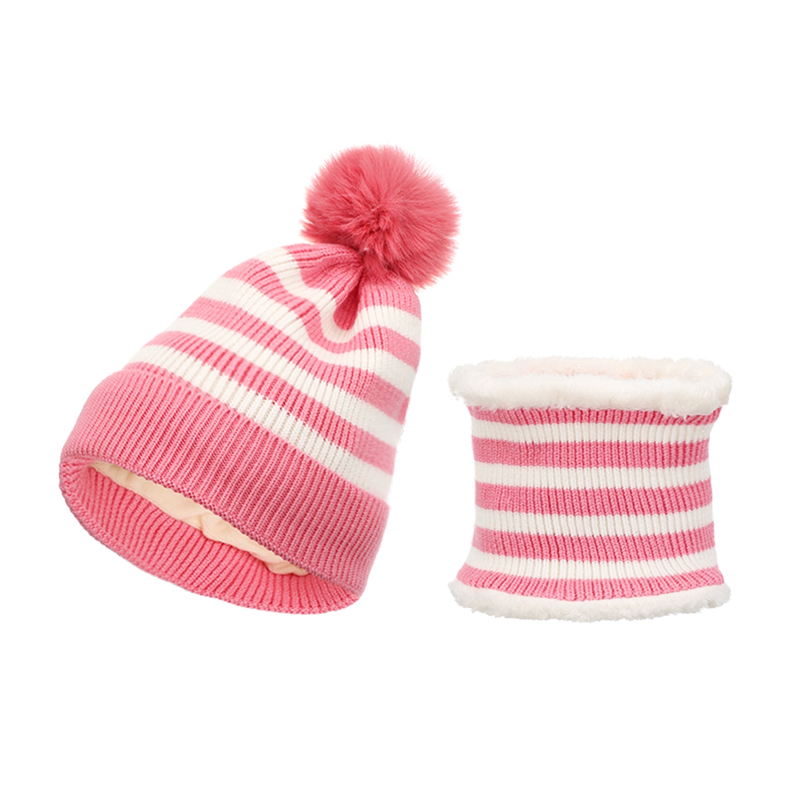 2pcs Warm Striped Hat & Scarf Set