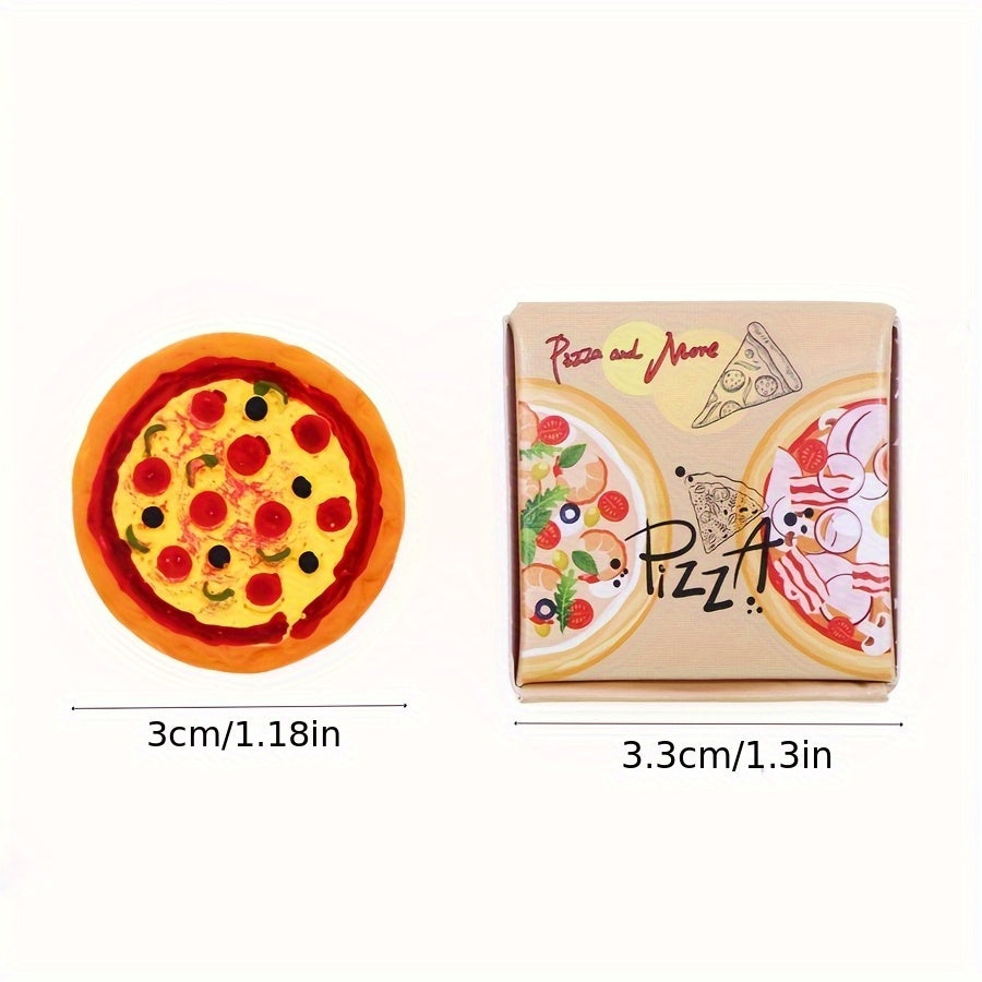 2pcs Pizza & Box Set Realistic ABS Dollhouse Scene with Colorful Pizzas