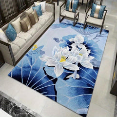 Floral Area Rug Crystal Velvet Non-Slip TPR Base Soft Polyester Fiber