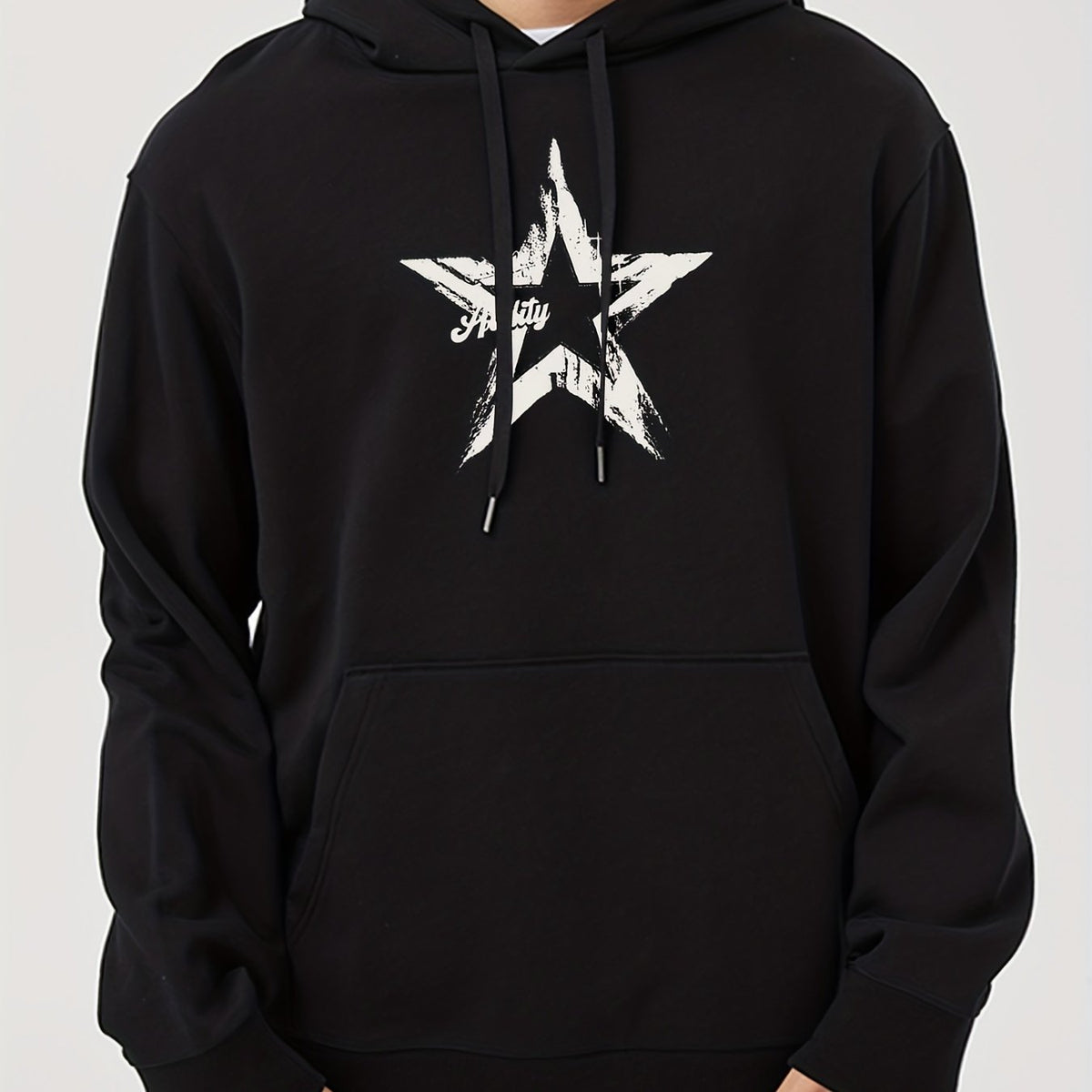 Men's Star Print Hooded Sweatshirt Drawstrings