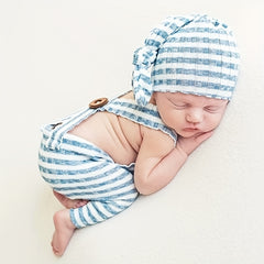Baby Stripe Romper & Hat Set for Newborn Photography Props