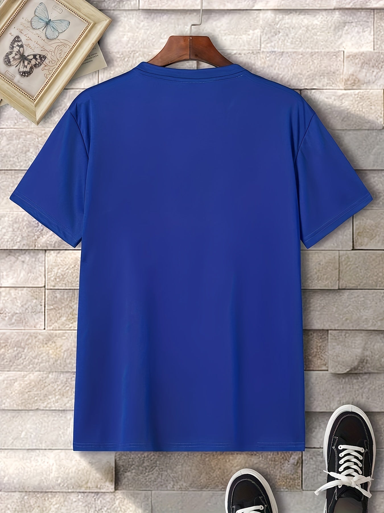Men's Hustle Print Graphic Crew Neck T-shirt for Summer