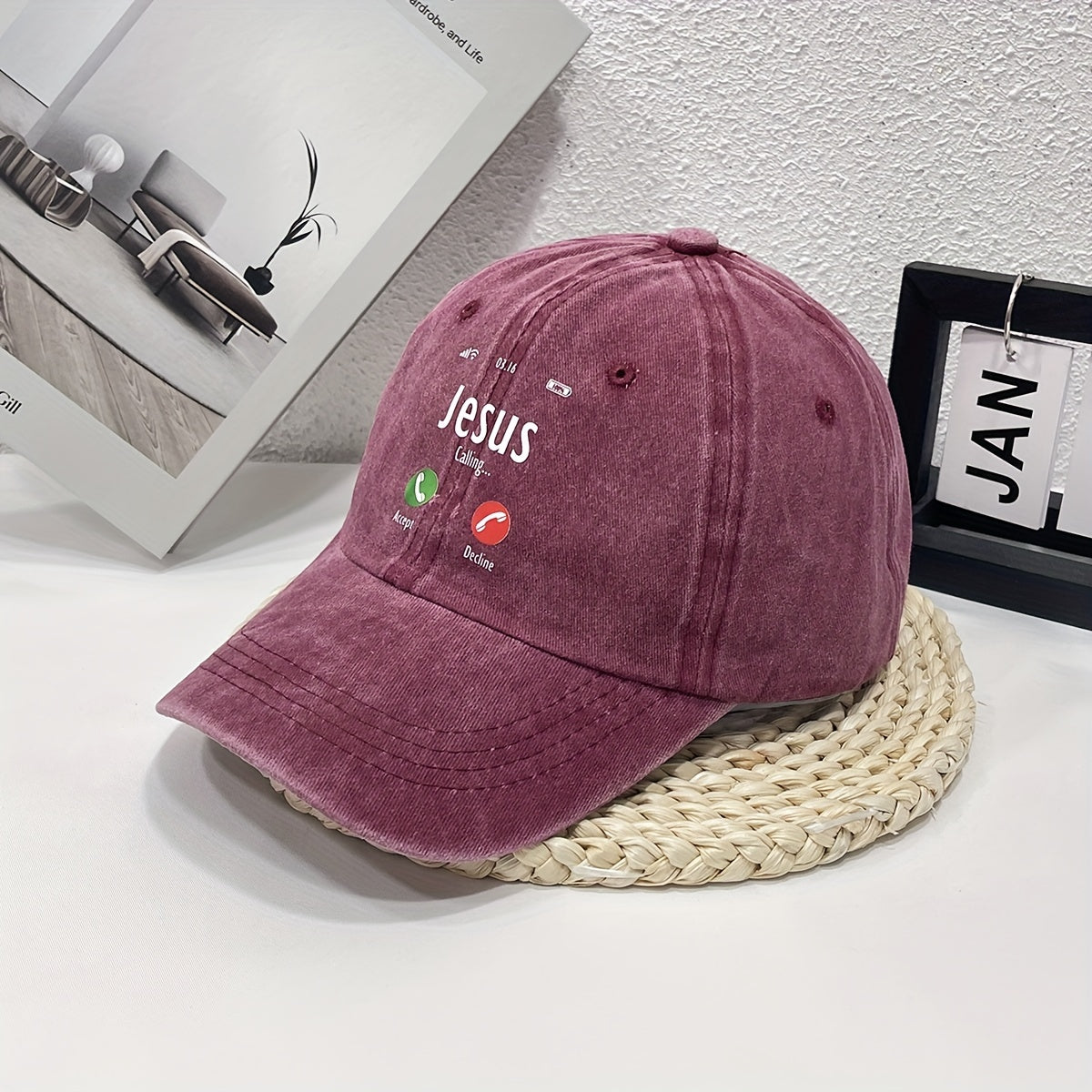 JESUS CALL Washed Denim Baseball Cap For Men And Women