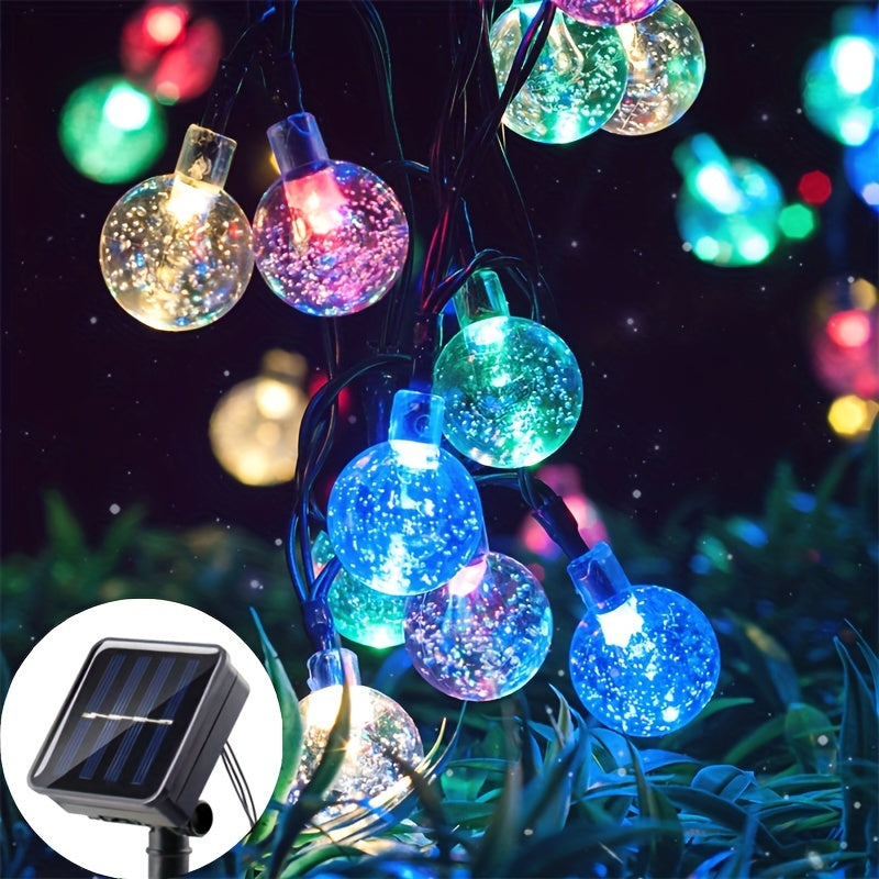 Solar String Lights Outdoor 100 Led Crystal Globe Lights 8 Modes IP65 Waterproof