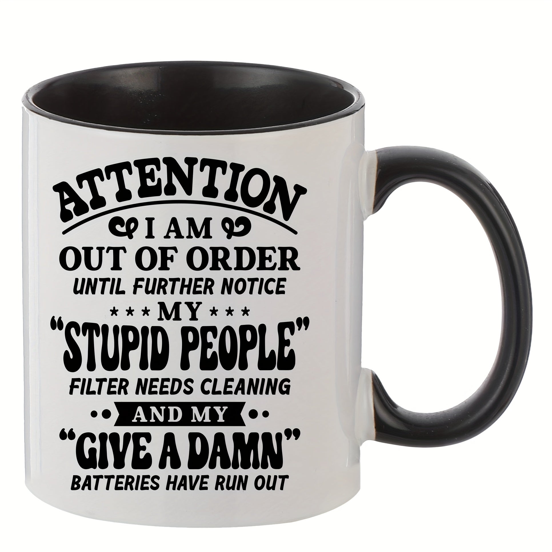Creative Letter Printed Ceramic Mug 11oz Portable Coffee Cup for Travel