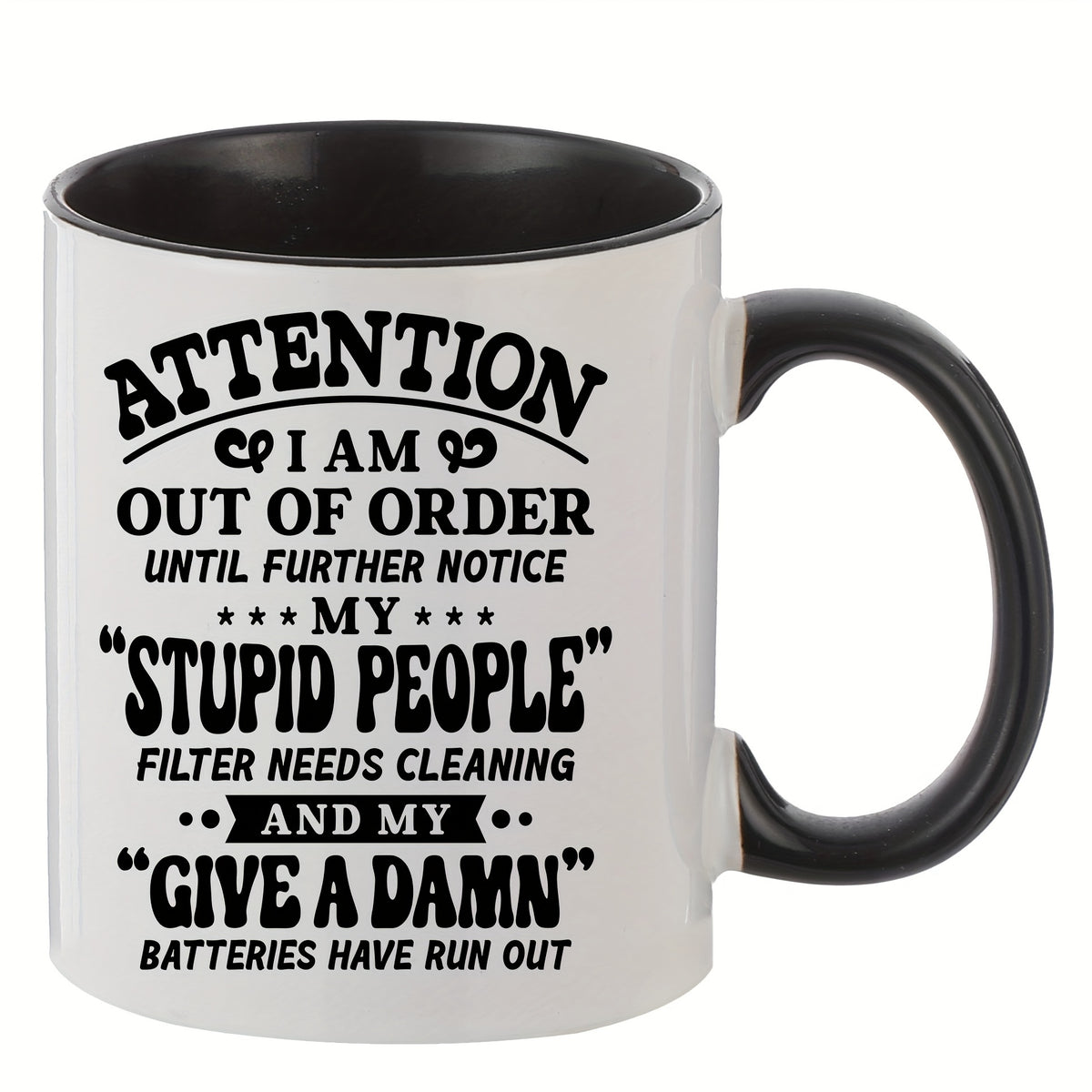 Creative Letter Printed Ceramic Mug 11oz Portable Coffee Cup for Travel