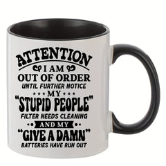 Creative Letter Printed Ceramic Mug 11oz Portable Coffee Cup for Travel