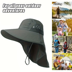 Unisex Mesh Sun Hat With Neck Flap Wide Brim Boonie Hat For Hiking Fishing