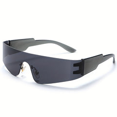 Y2K Rimless Sunglasses Futuristic Cyberpunk UV400