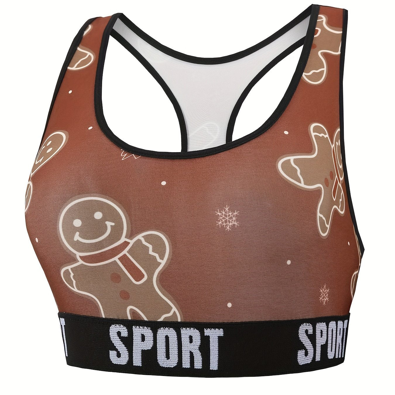  Christmas Bra Women's Plus Cartoon Print Racer Back Bralet