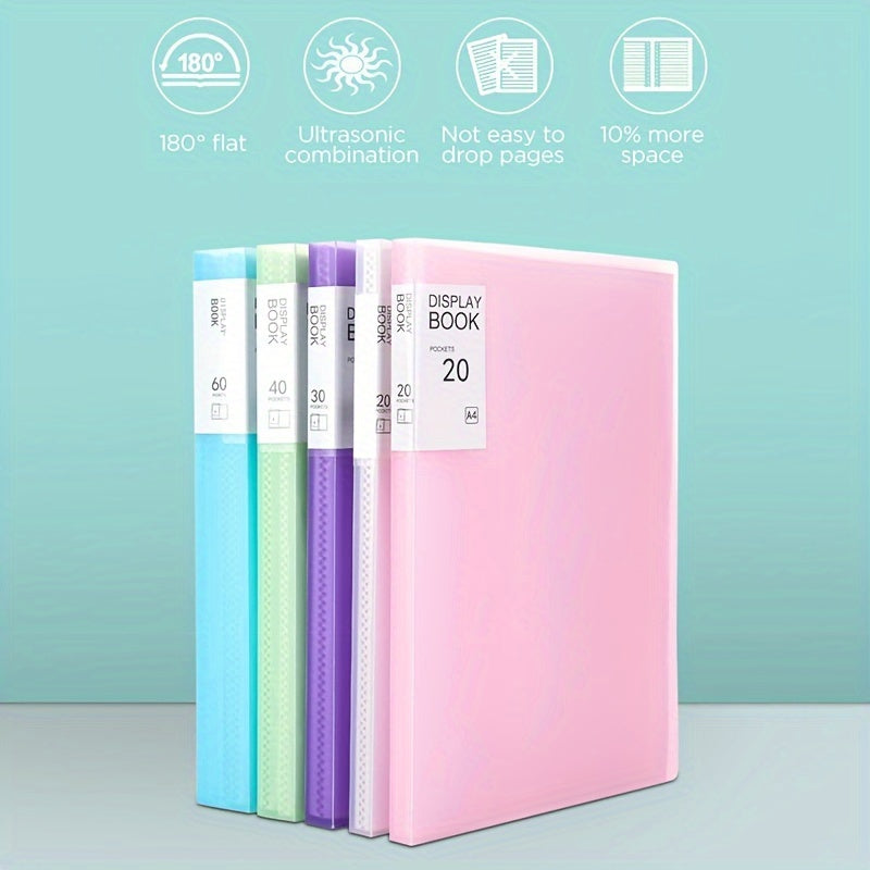 6pcs A4 File Folder Display Book 40 Pages Transparent Insert Paper Organizer