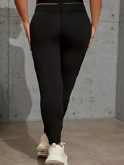 Women's Plus Letter Print High Rise Stretch Yoga Leggings