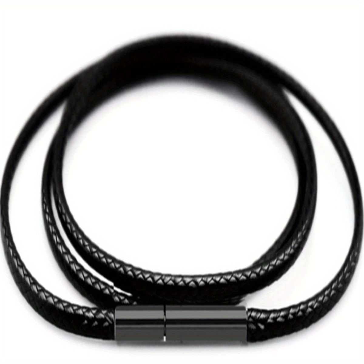 Men's 3mm Wax Leather Cord Necklace with Stainless Steel Buckle