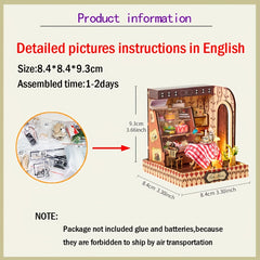 DIY Dollhouse Kit Candy Store 3D Puzzle No Glue/Batteries Adult Assembly Model