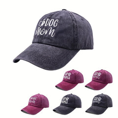 Cat Dog Mom Baseball Cap Vintage Embroidered Washed Distressed Dad Hat