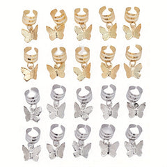 20pcs Butterfly Tassel Hair Ring Side Hair Dreadlock Accessories