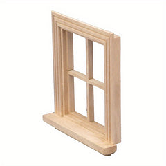 1:12 Scale Unfinished Wooden Dollhouse Window Frame - DIY Furniture Accessory
