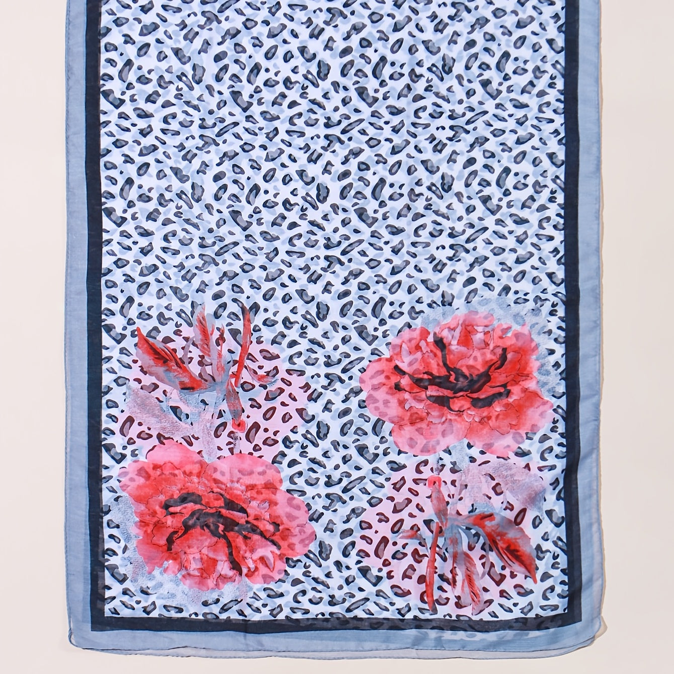 Leopard Floral Print Scarf Multifunctional Long Scarf Bandana Head Wrap
